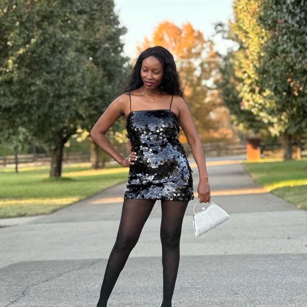 Black Sequin Mini Dress